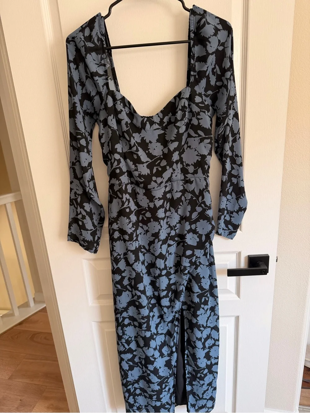 Abercrombie & Fitch Black Maxi Dress with Blue Floral Print